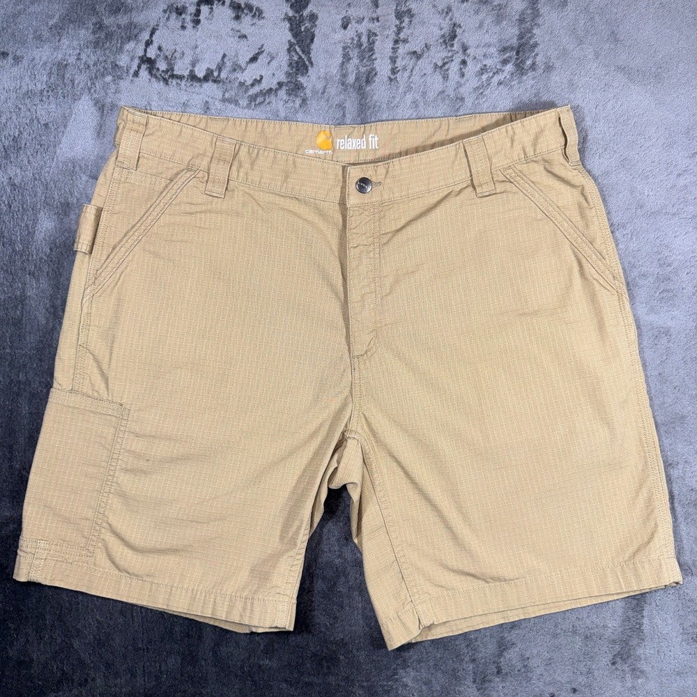 Carhartt Force Relaxed Fit Work Shorts Tan Ripstop Cargo Utility BS196-M Mens 40